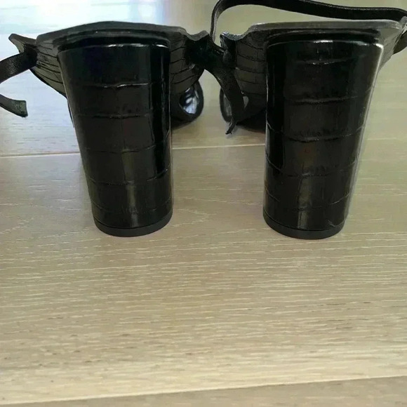 Rachel Comey Reign Sandal 39 Black Croc Leather Heeled Strappy Open Toe - Picture 4 of 10